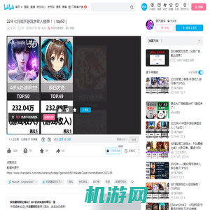 22年七月底手游流水收入榜单！（top50）_哔哩哔哩bilibili