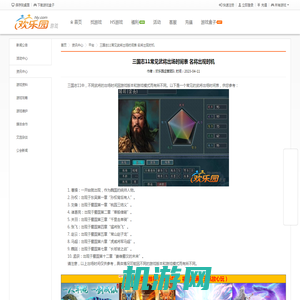 三国志11常见武将出场时间表 名将出现时机_欢乐园游戏