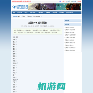 三国志9PK 武将相性表_牧羊游戏网