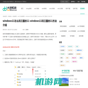 windows11怎么玩三国志11 windows11玩三国志11方法介绍-大地系统